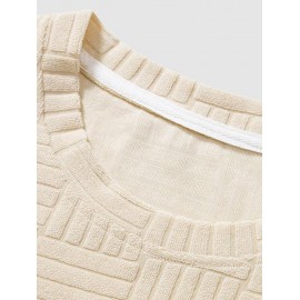 Jacquard Towel Cloth Textured Short Sleeves T-shirt