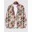 Men's Fashion Flower Jacquard Zip Up Pocket Turn Down Collar Long Sleeve Jacket